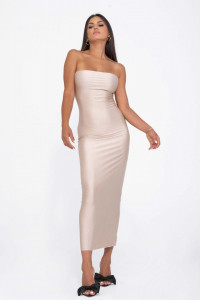 Rochie nude slim fit lunga pentru dama
