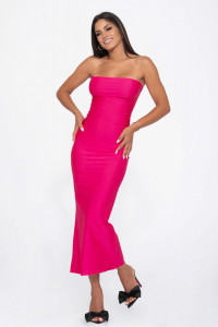 Rochie pink slim fit lunga pentru dama - Img 1