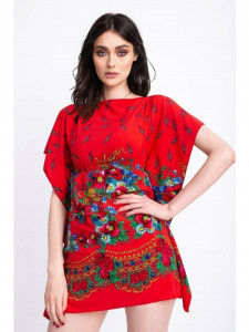 Rochie rosie pentru dama cu model tip folclor - Img 7