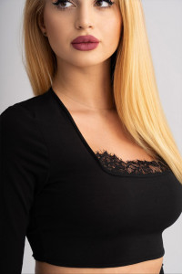 Set negru cu fusta midi si top cu maneca lunga - Img 4
