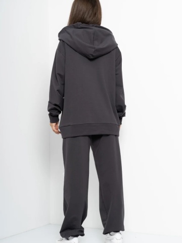 Trening dama COZY CUSTOM Oversize WKND gri cu 3 trandafiri albi-slim - Img 3