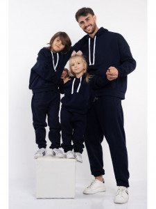 Trening pentru Copii Model Oversize din Bumbac Bleumarin Vatuit - Img 7