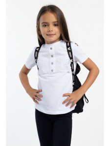 Tricou fetite alb cu model dantela - Img 4