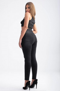 Blugi dama marimi mari gri model slim cu buzunare in V - Img 5