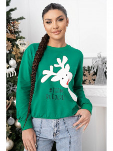 Bluza Dama Verde cu Maneca Lunga bumbac model Rudolf - Img 1