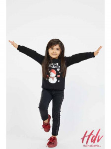 Bluza de Craciun Copii Negru cu Maneca Lunga bumbac - Img 3