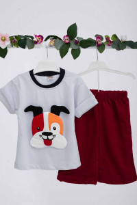 Compleu din bumbac alb accesorizat cu catelus 3D - Img 1