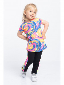 Compleu fetite tricou si colanti cu imprimeu multicolor - Img 4