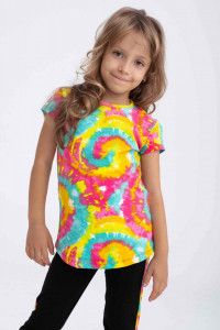 Compleu fetite tricou si colanti cu imprimeu multicolor - Img 4