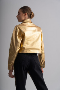 Metallic Full Gold Denim Jacket - Img 4