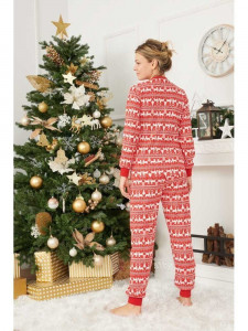 Pijama de Craciun dama model rosu cu reni albi - Img 4