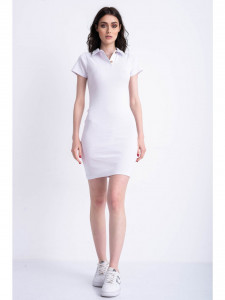 Rochie alba cu guler tip tricou - Img 1