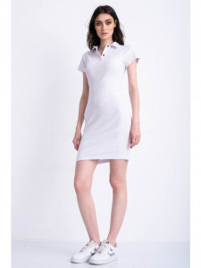 Rochie alba cu guler tip tricou - Img 3
