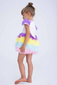 Rochie de ocazie din tul colorat pentru fetite - Img 3