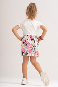 Rochie din bumbac alb cu imprimeu pentru fetite - Img 2