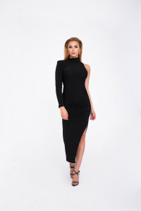 Rochie eleganta neagra cu crapatura laterala pentru dama - Img 4