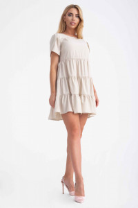 Rochie mini crem cu volane