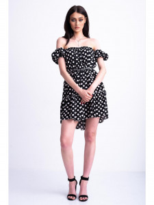 Rochie vaporoasa neagra cu buline albe - Img 5