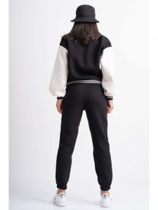 Trening Dama cu jacheta Model Bomber Alb-Negru Bumbac Vatuit - Img 6
