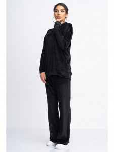 Trening Dama din Catifea fara Gluga si Pantalon Evazat Negru - Img 3