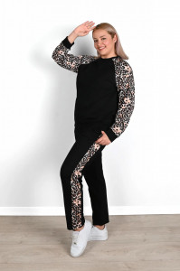 Trening dama marimi mari negru cu print leopard 8048 - Img 1