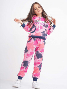 Trening degrade din bumbac model tie dye pentru copii cu mesaj LOVELY - Img 3
