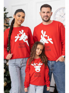 Bluza Dama Rosu cu Maneca Lunga bumbac model Rudolf - Img 2