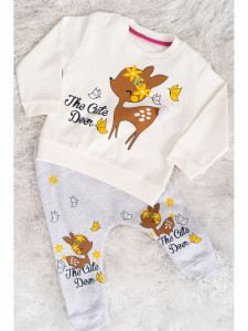 Compleu din bumbac alb cute deer