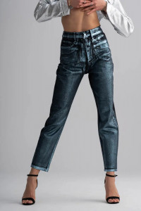 Metallic Blue Black Jeans - Img 2
