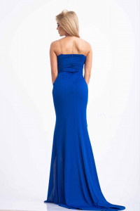 Rochie cambrata din lycra albastra cu trena si bretele versatile pentru dama - Img 3