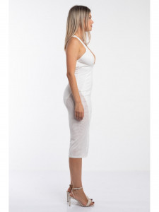 Rochie dama alba cu model abstract - Img 5