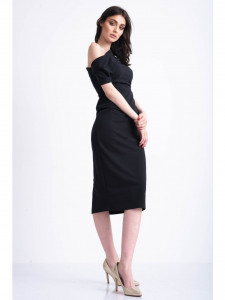 Rochie dama neagra cu umar lasat - Img 3