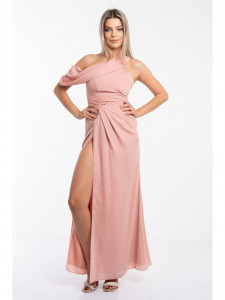 Rochie dama roz pudra pe un umar - Img 1