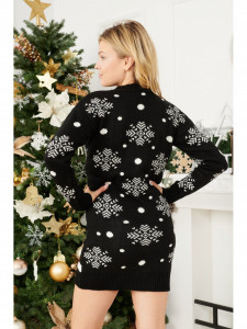 Rochie de Craciun Dama cu Maneca Lunga Mini Negru model Baby Deer - Img 3