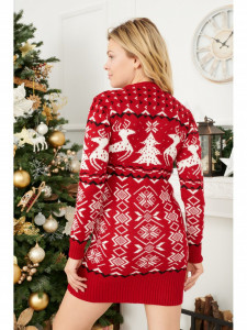 Rochie de Craciun Dama cu Maneca Lunga Mini Rosu model Craciun - Img 3