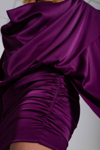 Rochie mini mov cu drapaje si top vaporos - Img 11