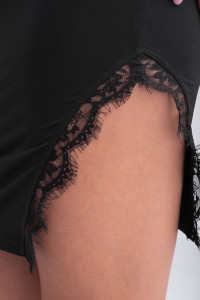 Rochie neagra slim cu dantela - Img 3