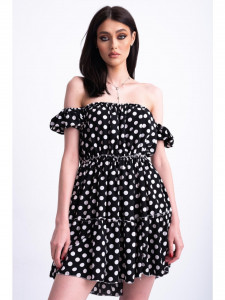 Rochie vaporoasa neagra cu buline albe