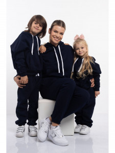 Trening pentru Copii Model Oversize din Bumbac Bleumarin Vatuit - Img 8