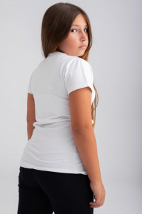 Tricou alb cu maneca scurta si imprimeu fluture pentru fete - Img 2