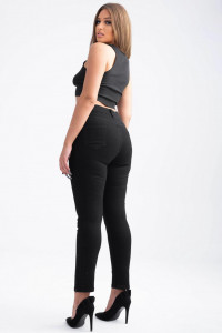 Blugi dama marimi mari negru model slim cu buzunare in V - Img 2
