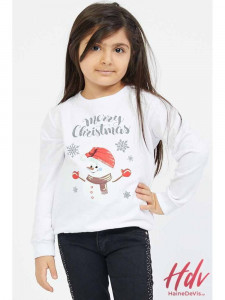 Bluza copil Snowman alb - Img 1