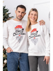 Bluza de Craciun Barbat Alb cu Maneca Lunga bumbac model Merry Christmas - Img 2