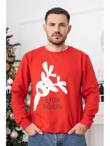 Bluza de Craciun Barbat Rosu Bumbac Maneca Lunga - Img 1