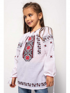 Bluza Traditionala din Bumbac Alb cu Broderie Rosie - Img 2