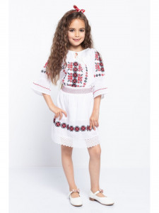 Compleu Traditional din Bumbac Alb cu Broderie - Img 1