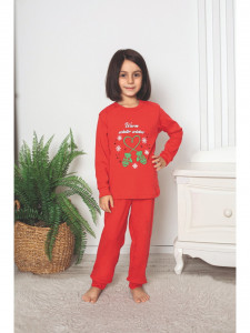 Pijama Craciun copii model Warm Winter rosu - Img 4