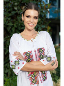 Rochie dama cu model traditional flori rosii - Img 5