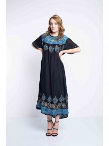 Rochie dama marimi mari bleu lejera cu model aplicat - Img 5