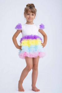 Rochie de ocazie din tul colorat pentru fetite - Img 1